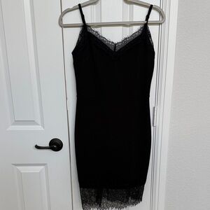 Elegant Black Lace Trim Dress